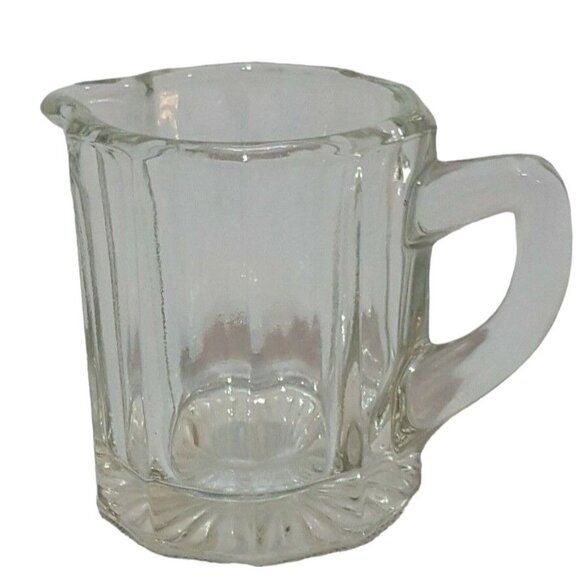 Vintage Clear Glass CREAMER Pitcher Small 3" Heavy - Picture 1 of 8